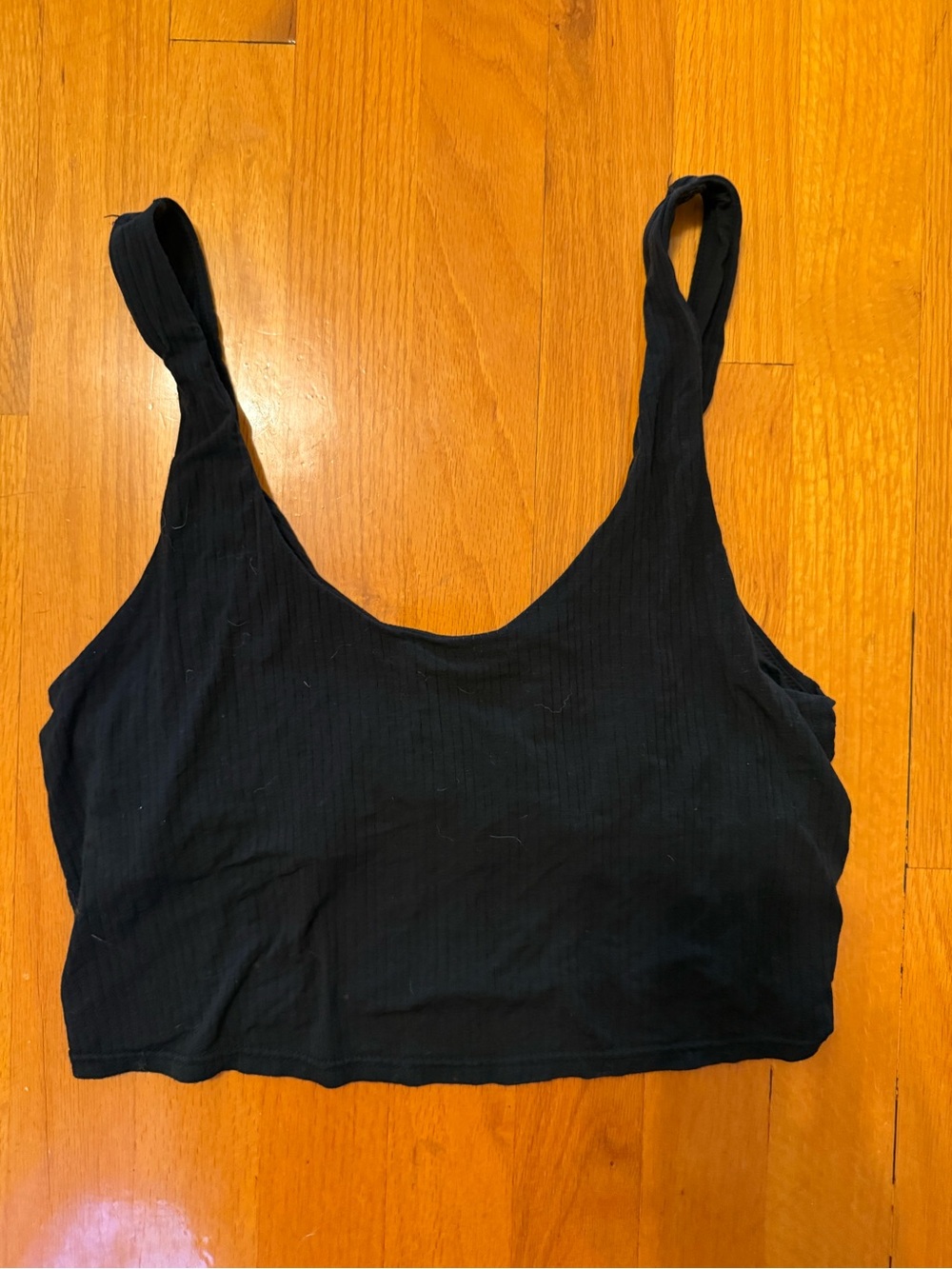 aerie Black Ribbed Scoop Bralette